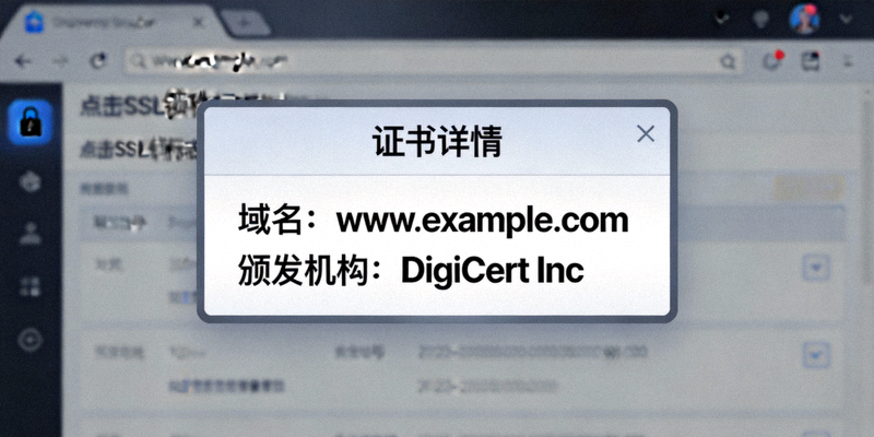 浏览器中点击SSL锁形标志后显示的证书详情弹窗，突出显示域名和颁发机构信息