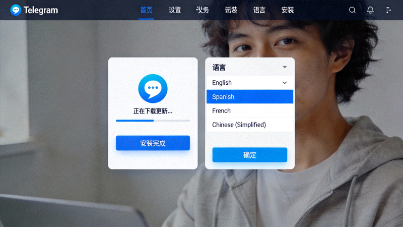 Telegram安装过程及语言设置界面截图