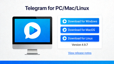 Telegram官方网站电脑版下载页面的详细截图，展示清晰的界面布局和下载区域
