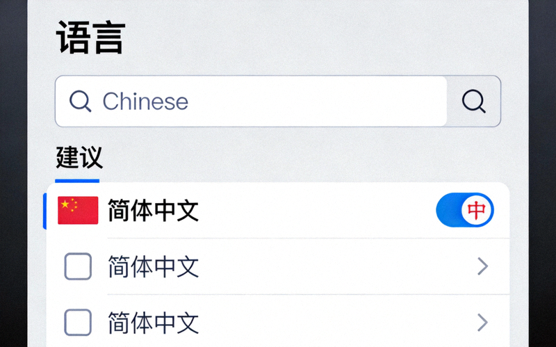 Telegram添加语言窗口截图，显示搜索Chinese后出现简体中文选项