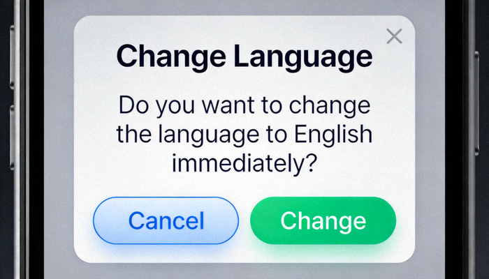 Telegram询问是否立即切换语言的确认对话框截图